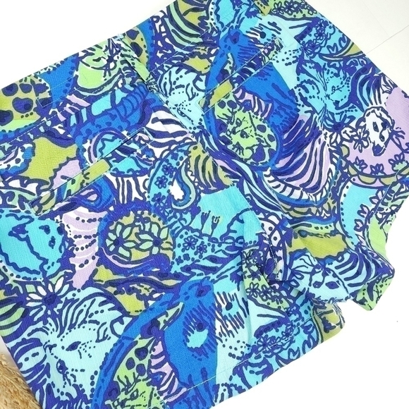 🔴 Lilly Pulitzer The Callahan Short Blue Purple White Shorts Sz 4 - Picture 7 of 9